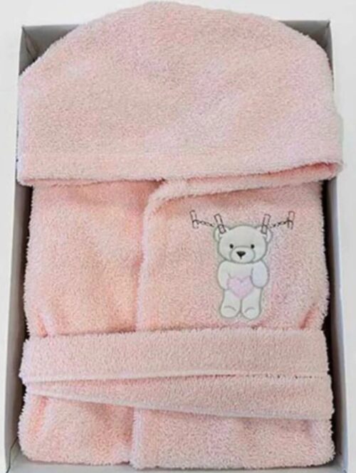 Accappatoio neonata in spugna con cappuccio e applicazione - GARY